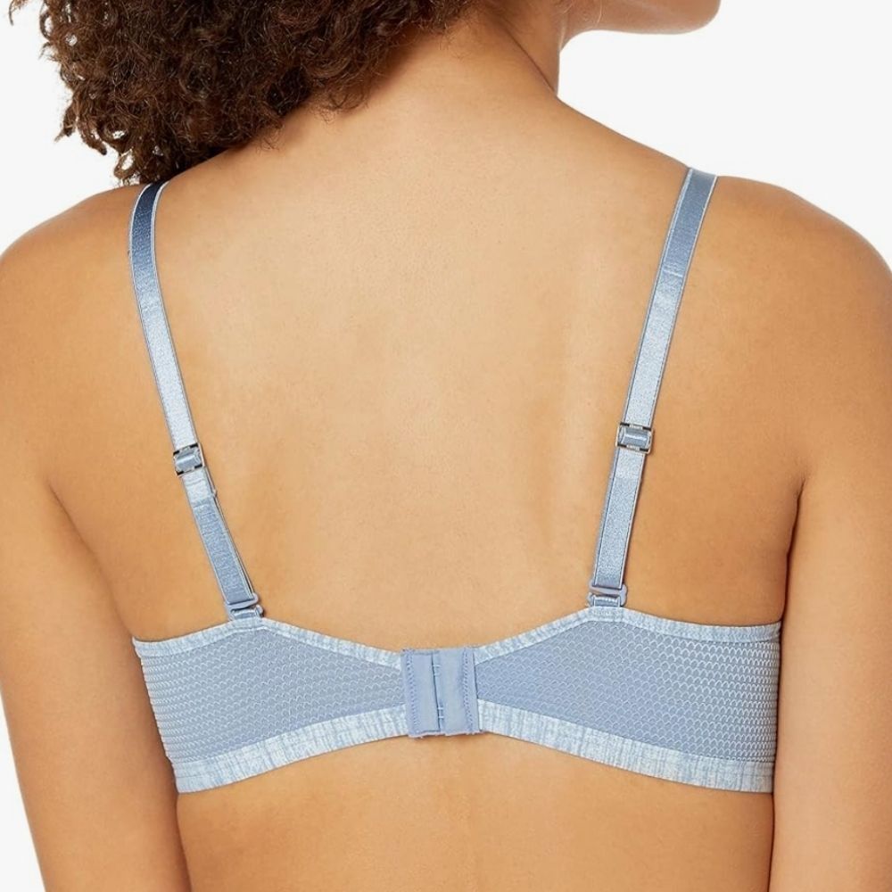 Hanes Oh So Light ComfortFlex Wire Free Bra Bralette, Denim Blue Heather, S - Picture 2 of 14